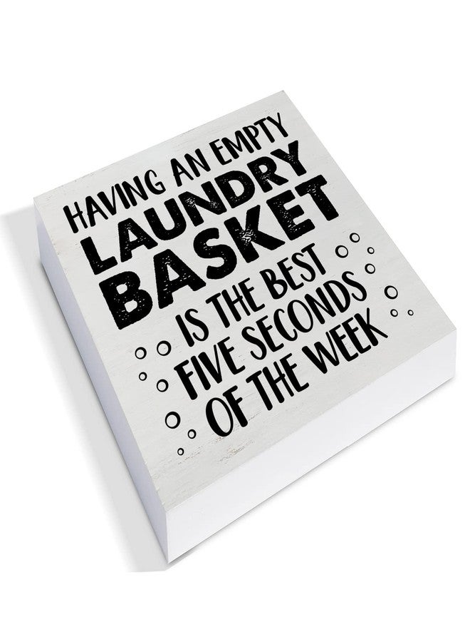 YIDOU Country Laundry Room Wood Box Sign Decor Desk Sign Having an Empty Laundry Basket Wooden Box Block Sign Rustic Home Shelf Wall Decoration - Image 2